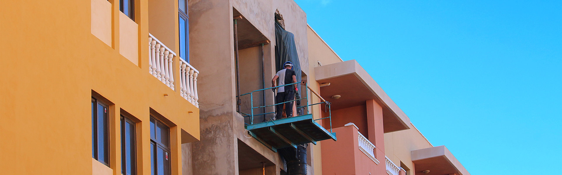 Worker at apartment building